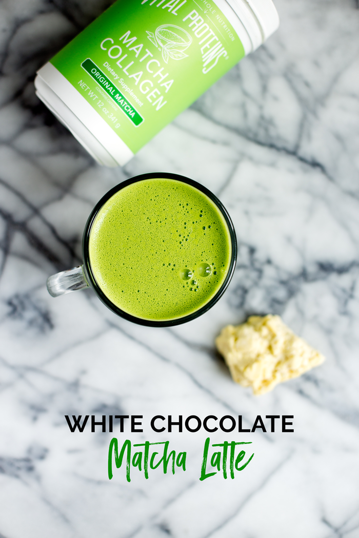 This White Chocolate Matcha Latte adds a sweet twist to the traditional matcha latte. It’s dairy-free and is a great source of protein and healthy fat.